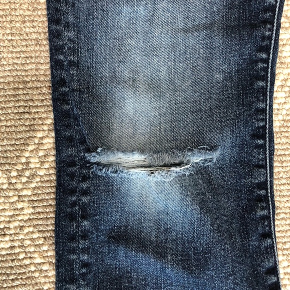 Mother Dark Wash Ripped Skinny Jean - Picture 3 of 5
